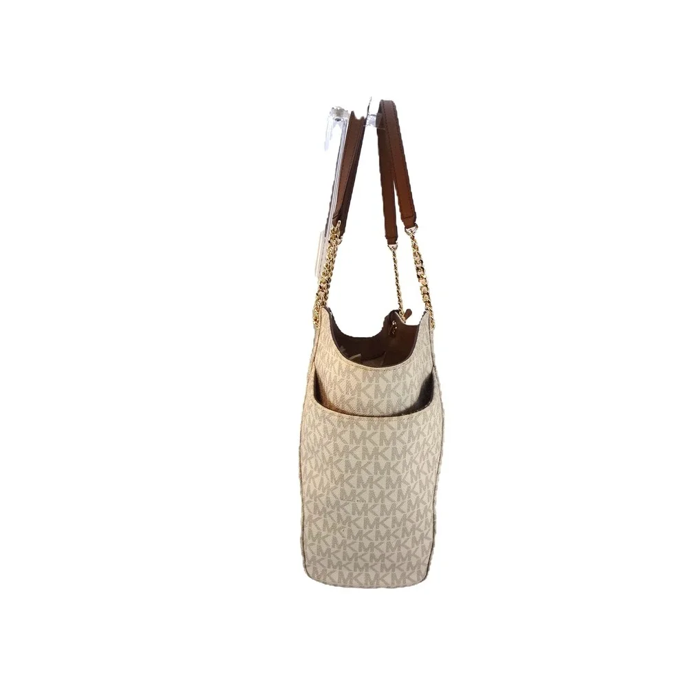Michael Kors Jet Set Large Chain Shoulder‎ Tote Bag Vanilla Logo COA